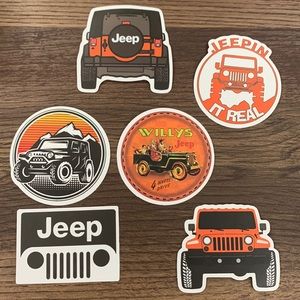 Six orange jeep water bottle stickers